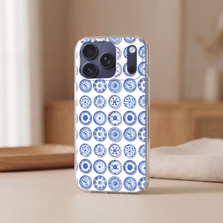 Telefoonhoesje Softcase - Borden - Bloemen - Patroon - Blauw — 3