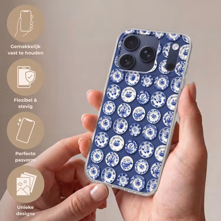 Telefoonhoesje Softcase - Borden - Floraal - Blauw — 4