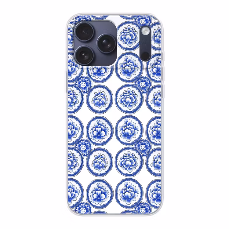 Telefoonhoesje Softcase - Cirkels - Bloemen - Blauw — 1