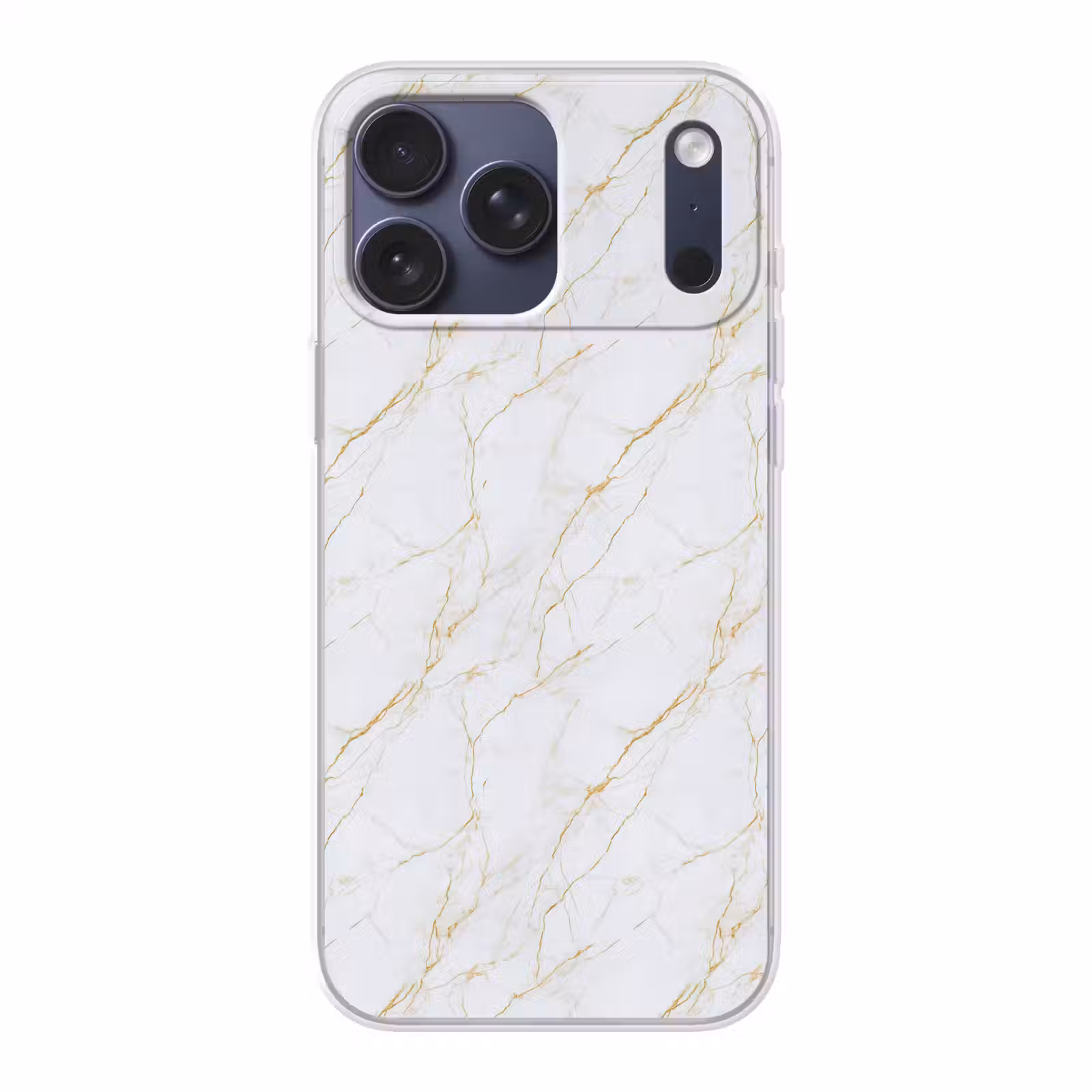 Telefoonhoesje Softcase - Wit - Marmer - Goud - Luxueus — 1