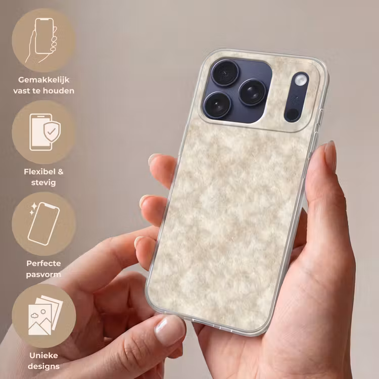 Telefoonhoesje Softcase - Beige - Reliëfstructuur - Natuursteen — 4