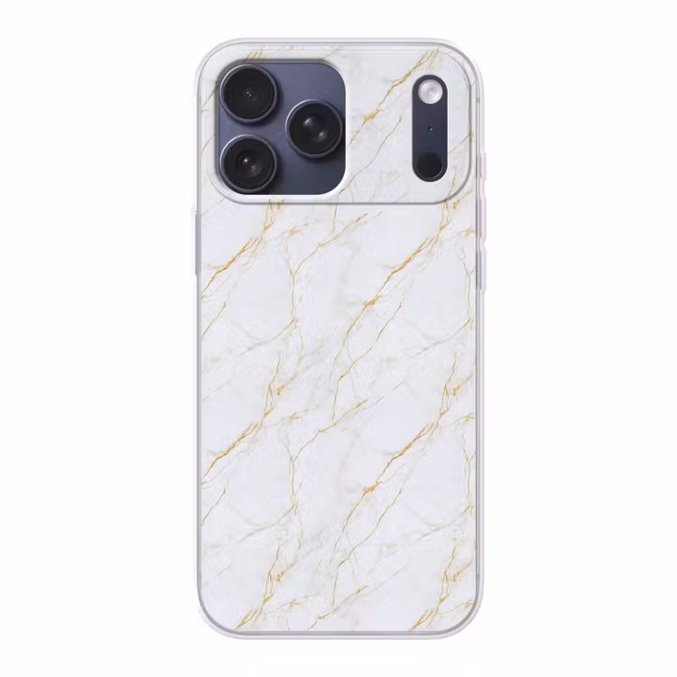 Telefoonhoesje Softcase - Wit - Marmer - Goud - Luxueus — 1