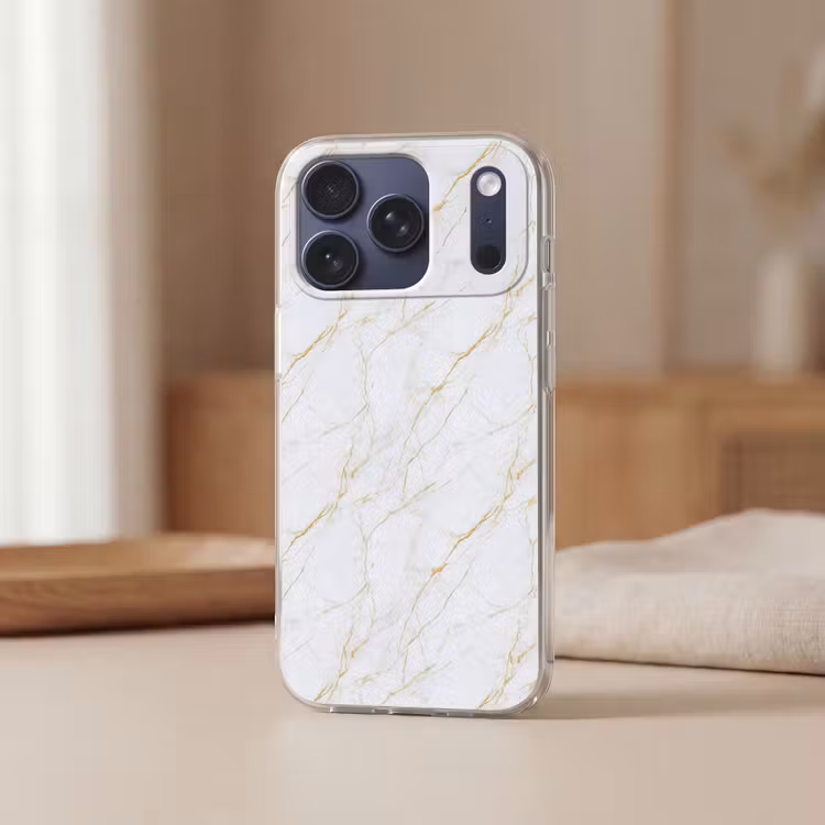 Telefoonhoesje Softcase - Wit - Marmer - Goud - Luxueus — 3