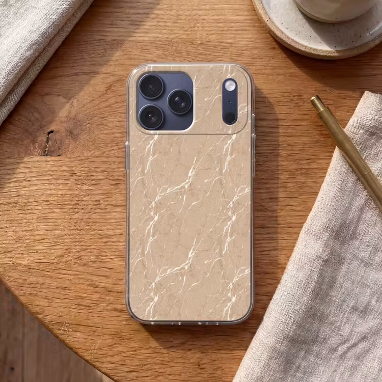 Telefoonhoesje Softcase - Beige - Marmer - Organisch - Wit — 2