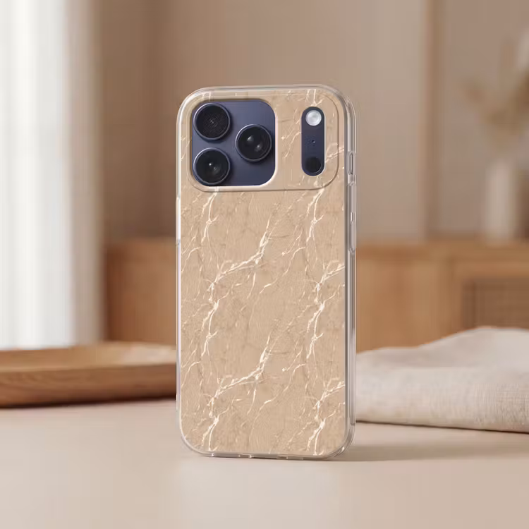 Telefoonhoesje Softcase - Beige - Marmer - Organisch - Wit — 3