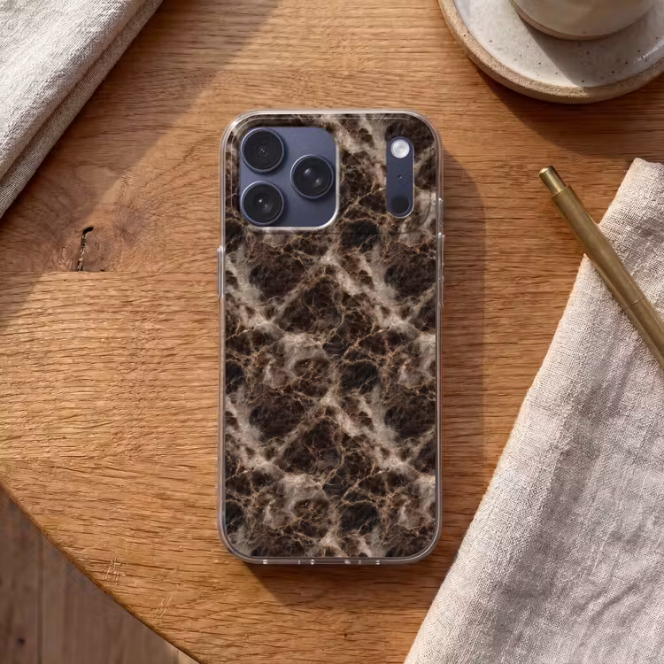 Telefoonhoesje Softcase - Bruin - Goud - Marmer — 2