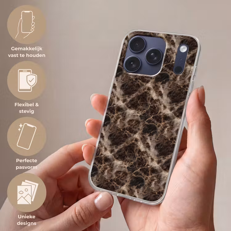 Telefoonhoesje Softcase - Bruin - Goud - Marmer — 4