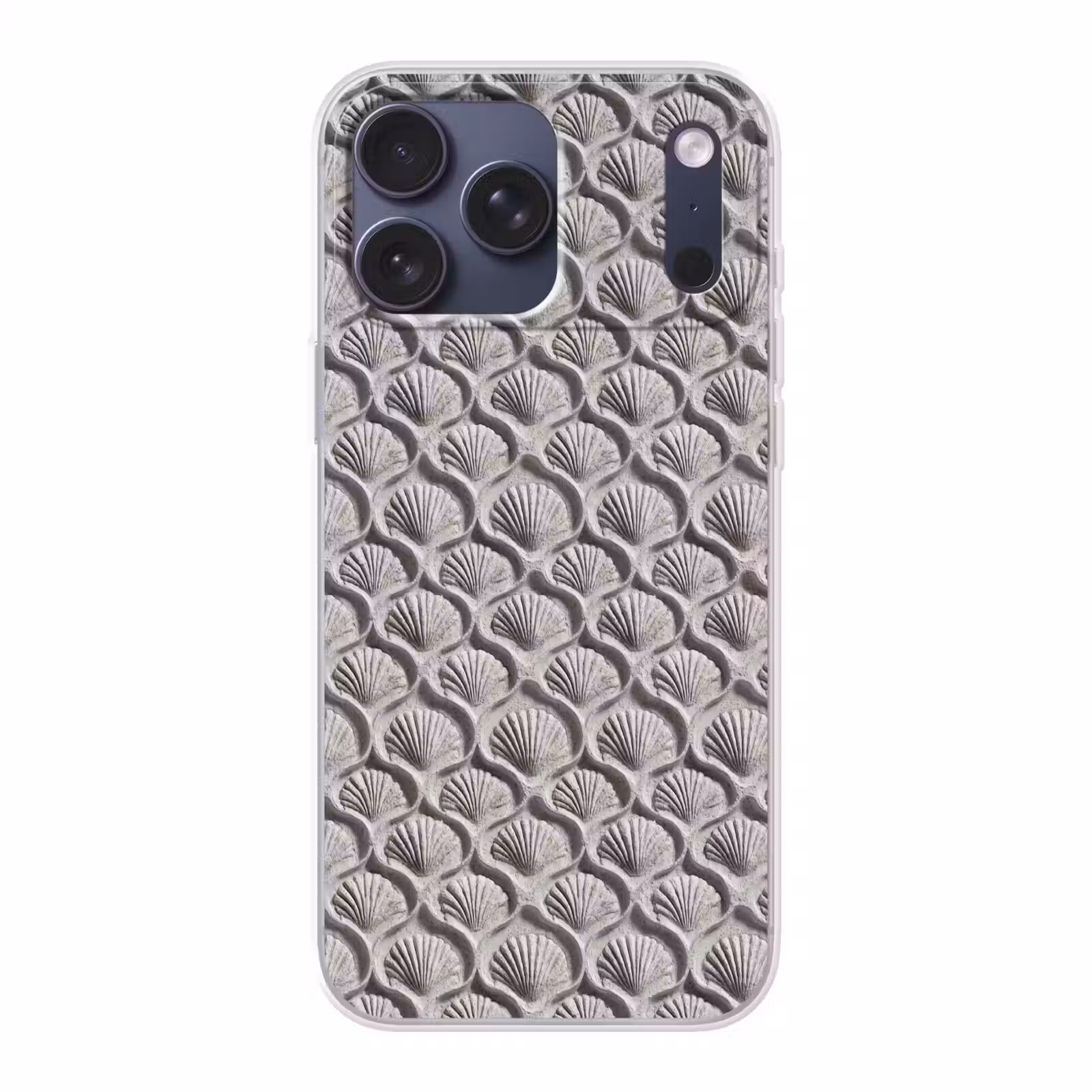 Telefoonhoesje Softcase - Zand - Schelpenvorm - Grijs — 1