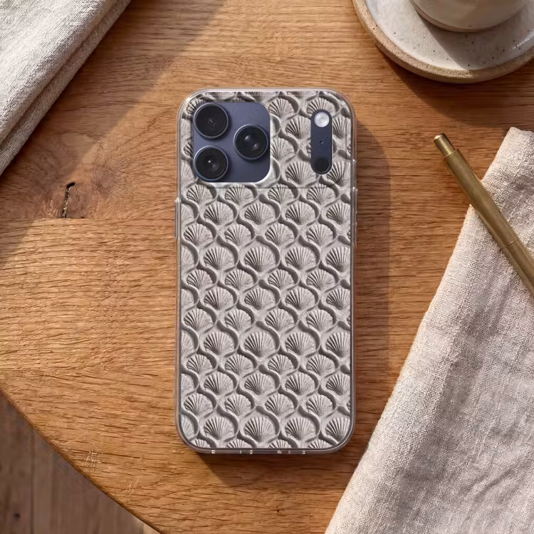 Telefoonhoesje Softcase - Zand - Schelpenvorm - Grijs — 2