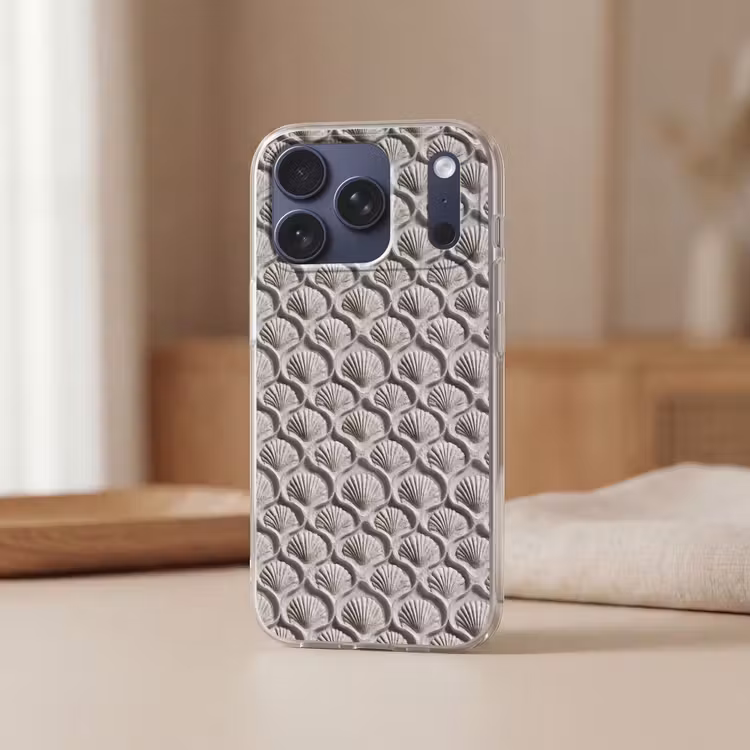 Telefoonhoesje Softcase - Zand - Schelpenvorm - Grijs — 3