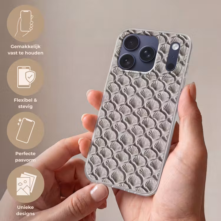 Telefoonhoesje Softcase - Zand - Schelpenvorm - Grijs — 4
