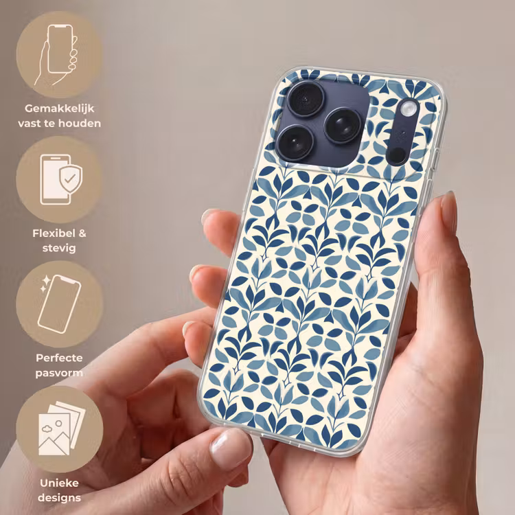Telefoonhoesje Softcase - Flora - Modern - Blauw — 4