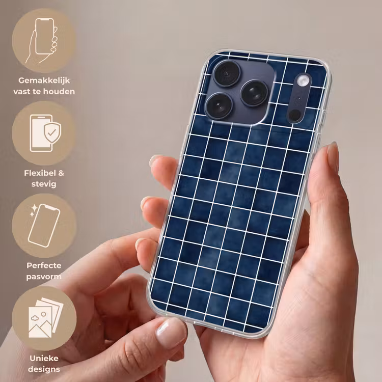 Telefoonhoesje Softcase - Tegel - Modern - Blauw — 4