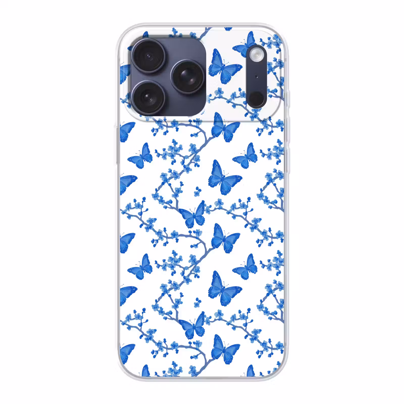 Telefoonhoesje Softcase - Vlinder - Bloemen - Blauw — 1