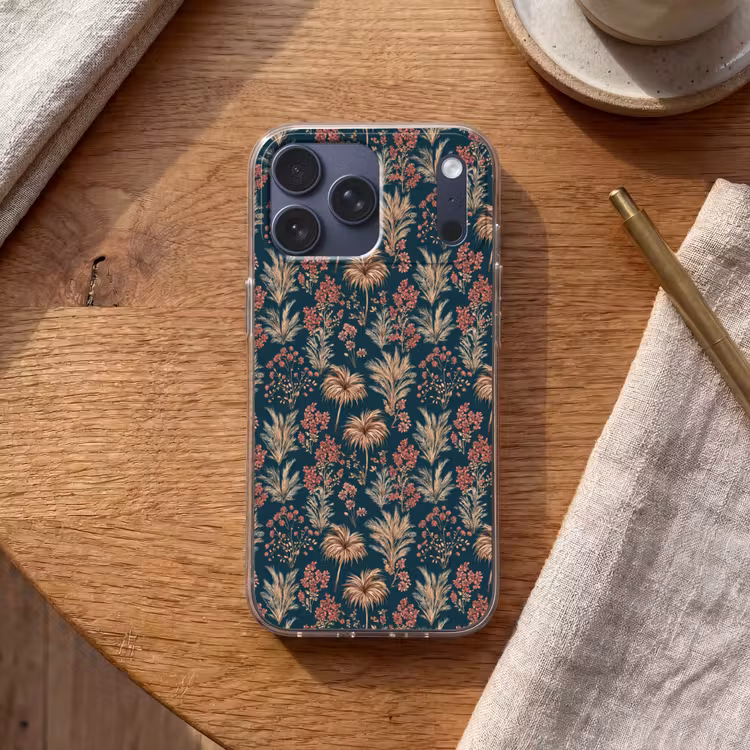 Telefoonhoesje Softcase - Botanisch - Patroon - Blauw — 2