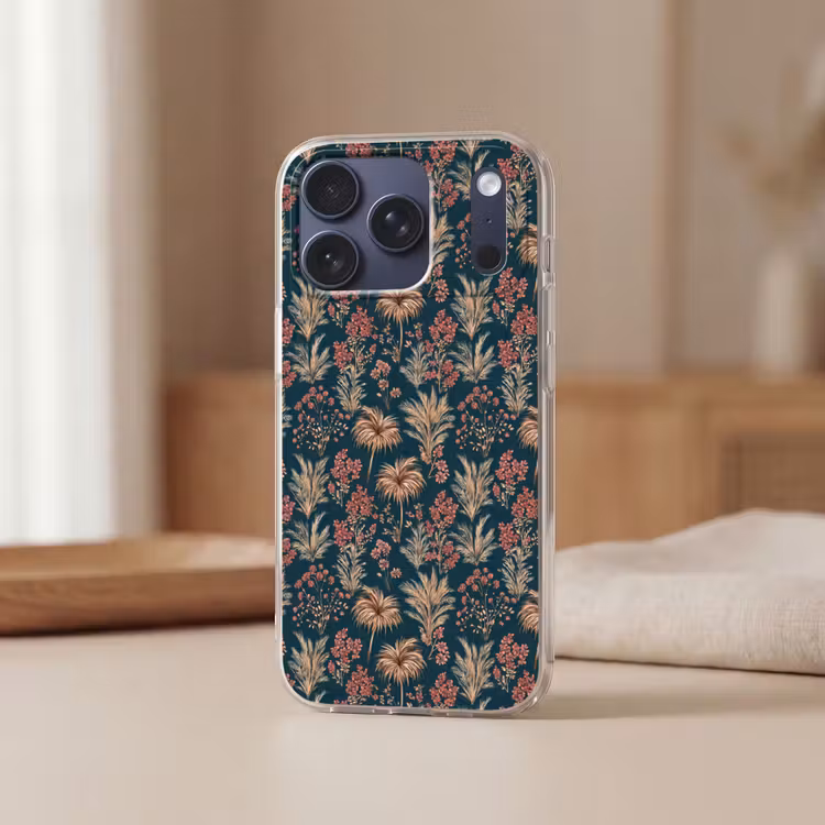 Telefoonhoesje Softcase - Botanisch - Patroon - Blauw — 3
