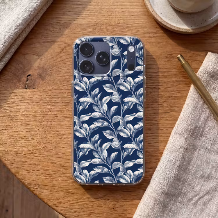 Telefoonhoesje Softcase - Botanisch - Patroon - Blauw — 2