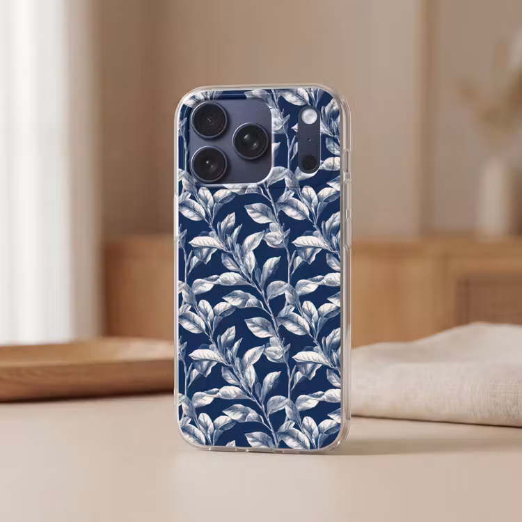 Telefoonhoesje Softcase - Botanisch - Patroon - Blauw — 3