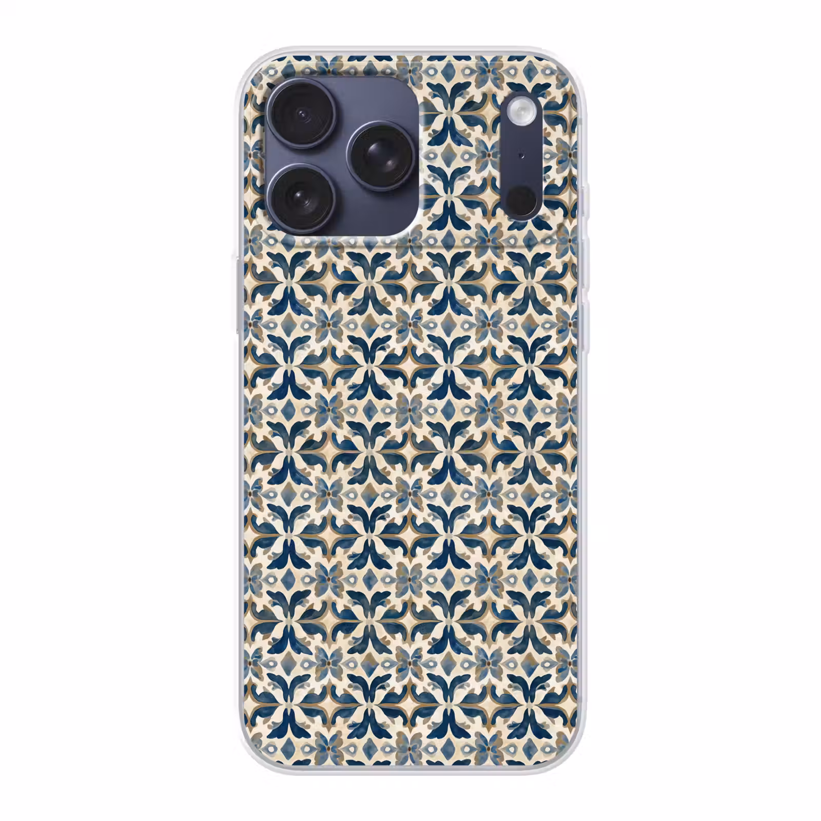 Telefoonhoesje Softcase - Tegel - Patroon - Blauw - Beige — 1