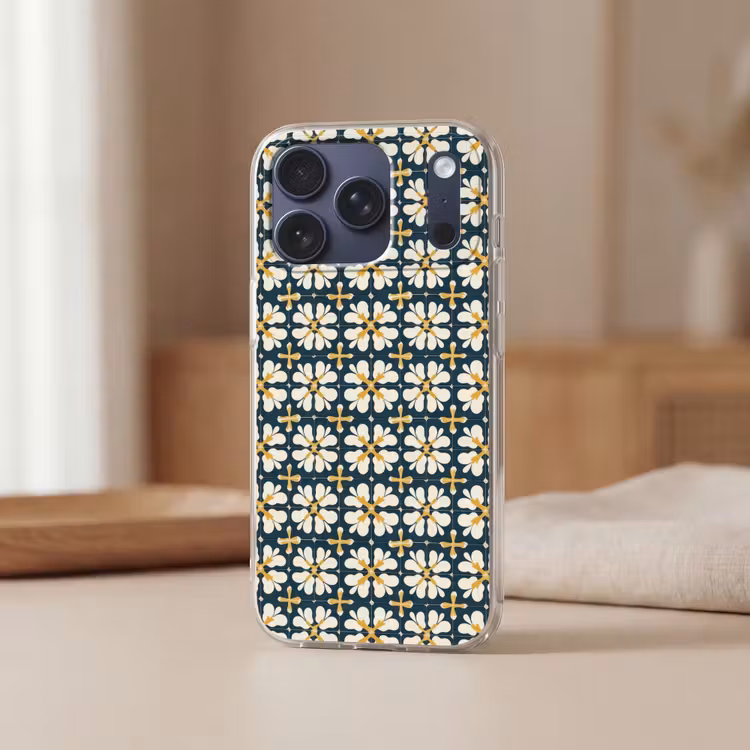 Telefoonhoesje Softcase - Motief - Tegel - Okergeel — 3