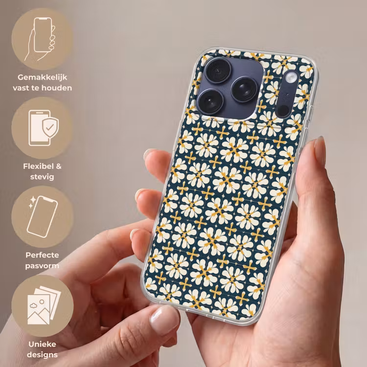 Telefoonhoesje Softcase - Motief - Tegel - Okergeel — 4