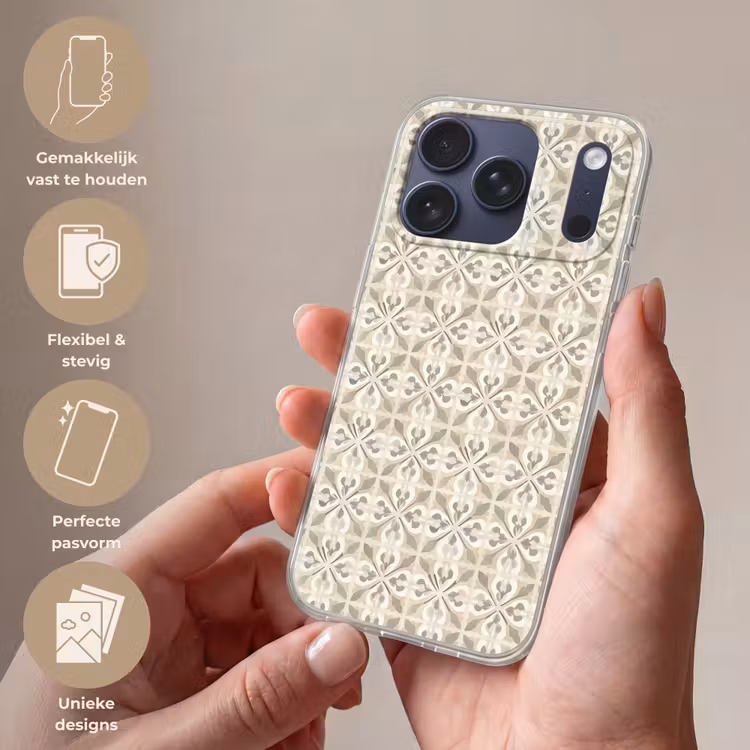 Telefoonhoesje Softcase - Tegel - Motief - Beige — 4