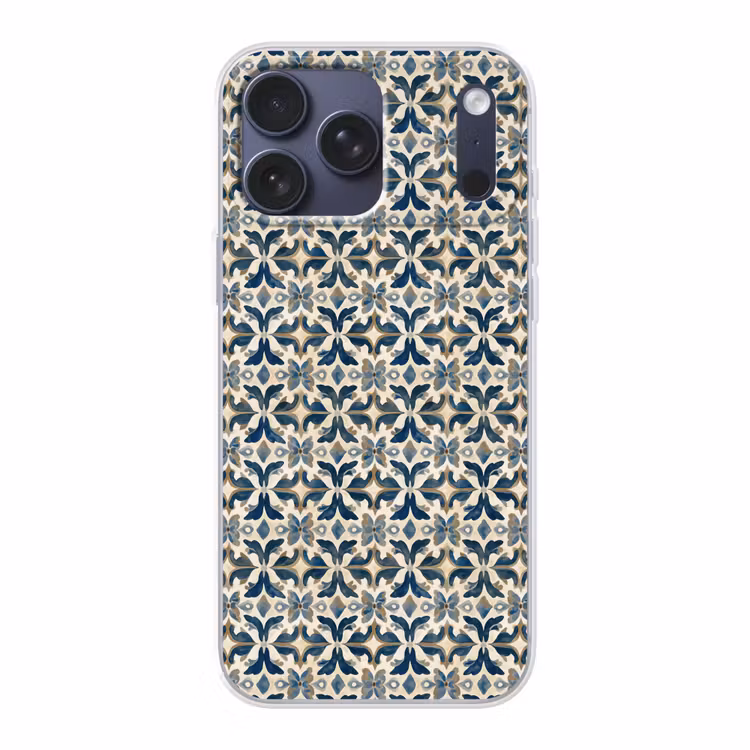 Telefoonhoesje Softcase - Tegel - Patroon - Blauw - Beige — 1