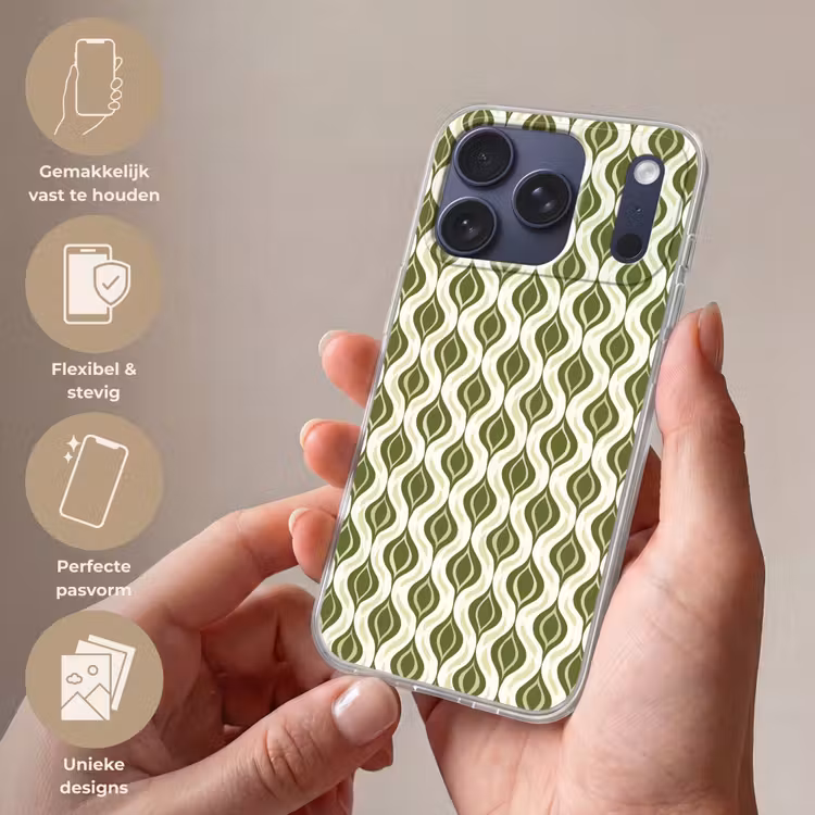 Telefoonhoesje Softcase - Patroon - Retro - Groen — 4