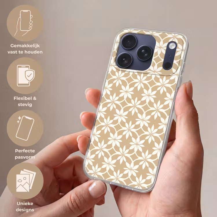 Telefoonhoesje Softcase - Bloemen - Patroon - Beige — 4