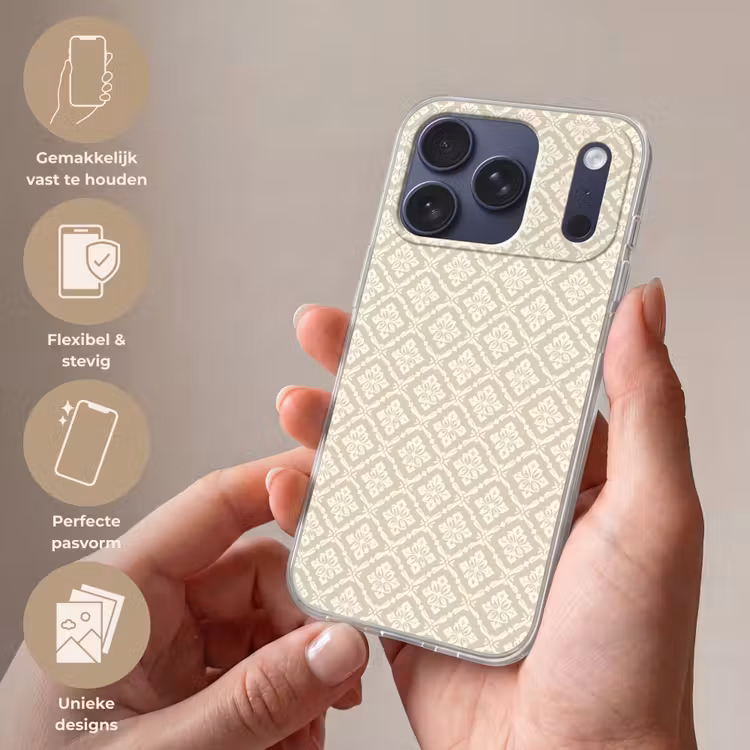 Telefoonhoesje Softcase - Floraal - Ornament - Beige — 4