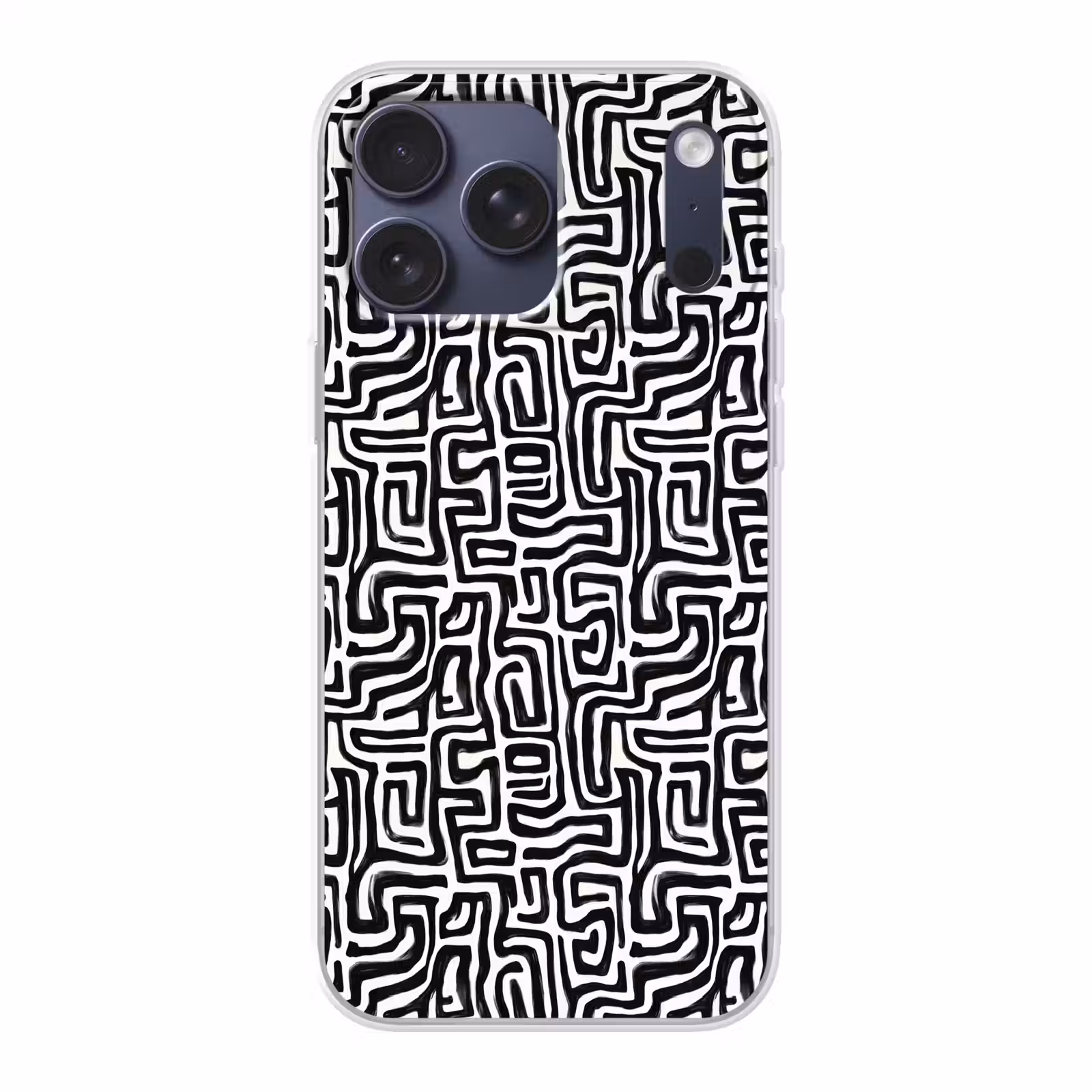 Telefoonhoesje Softcase - Grafisch - Lijnen - Zwart - Wit — 1