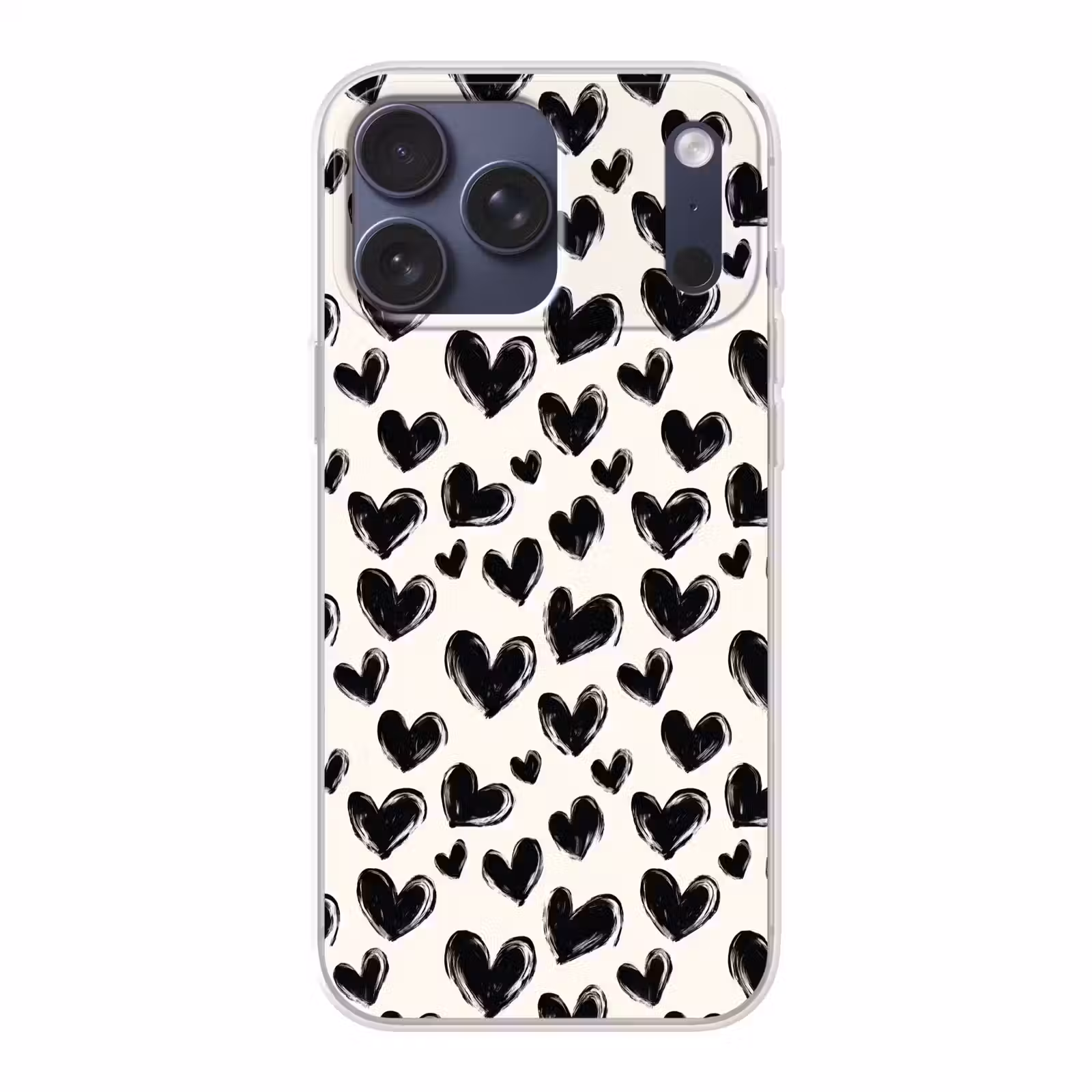 Telefoonhoesje Softcase - Hartjes - Patroon - Zwart — 1
