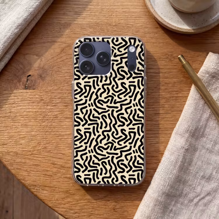 Telefoonhoesje Softcase - Abstract - Lijnen - Zwart — 2