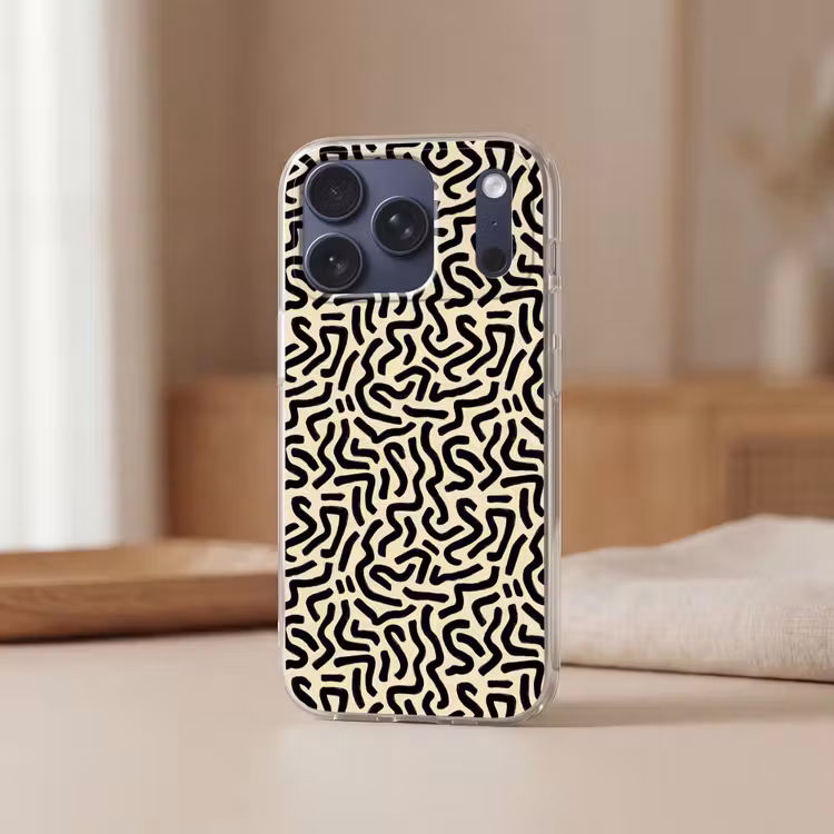 Telefoonhoesje Softcase - Abstract - Lijnen - Zwart — 3
