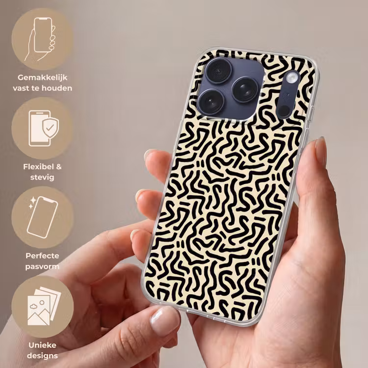 Telefoonhoesje Softcase - Abstract - Lijnen - Zwart — 4