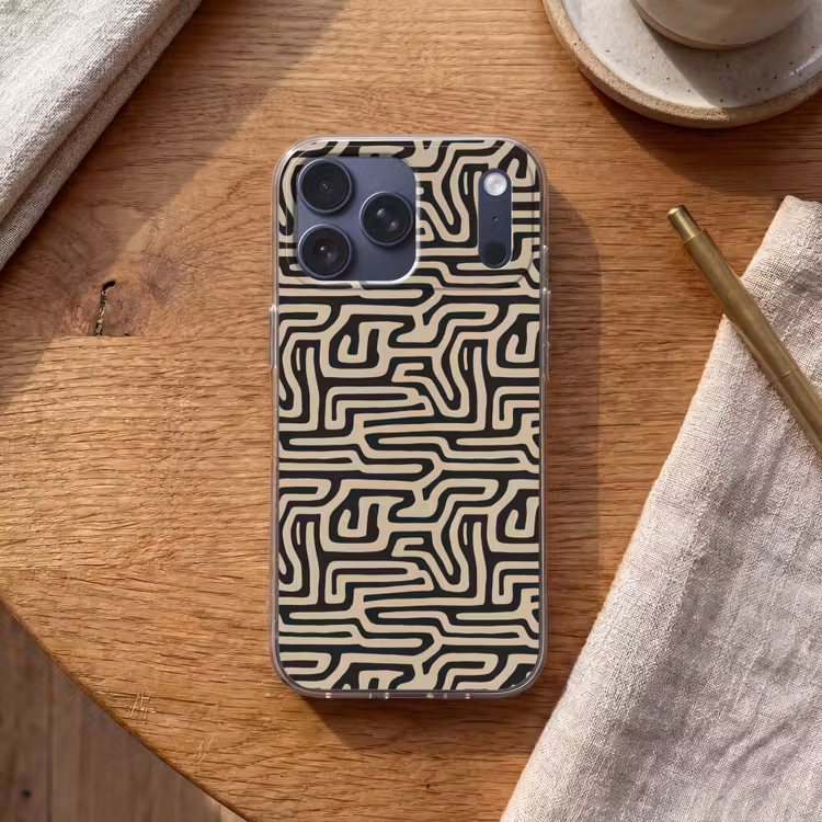 Telefoonhoesje Softcase - Grafisch - Lijnen - Zwart — 2