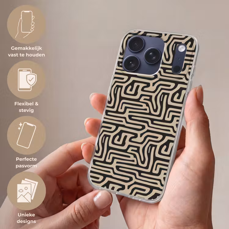 Telefoonhoesje Softcase - Grafisch - Lijnen - Zwart — 4