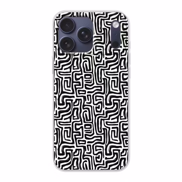 Telefoonhoesje Softcase - Grafisch - Lijnen - Zwart - Wit — 1
