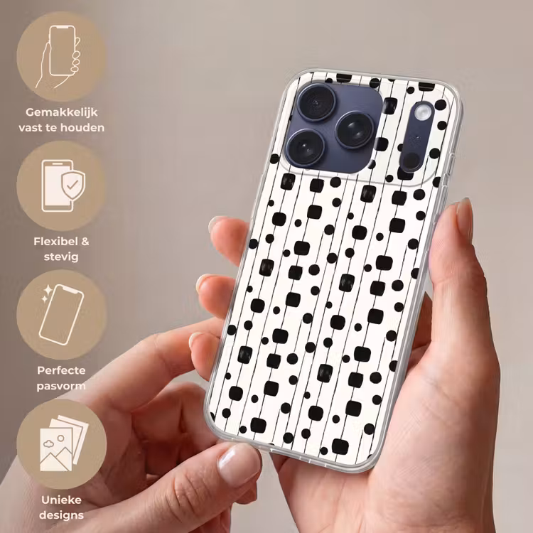 Telefoonhoesje Softcase - Grafisch - Modern - Zwart — 4
