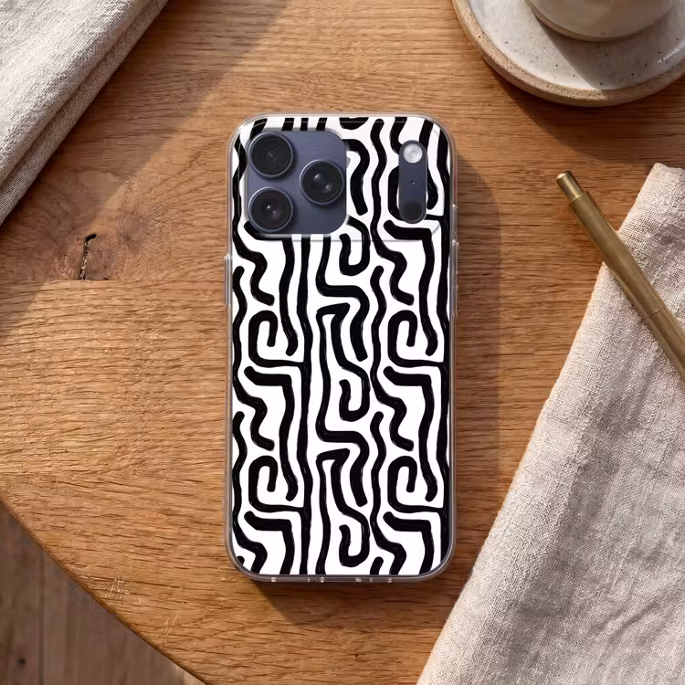 Telefoonhoesje Softcase - Modern - Lijnen - Zwart — 2