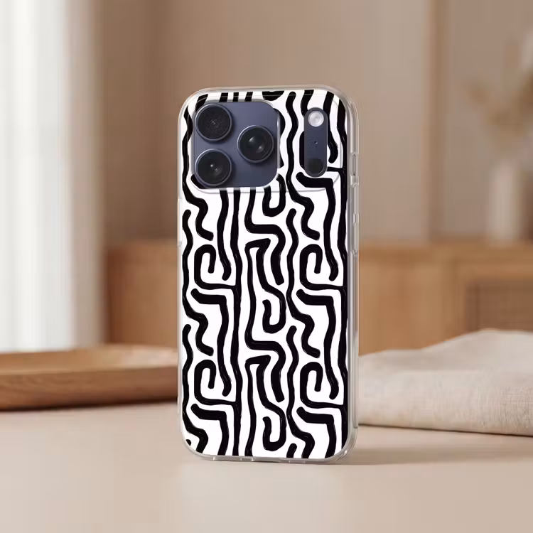 Telefoonhoesje Softcase - Modern - Lijnen - Zwart — 3