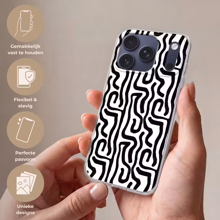 Telefoonhoesje Softcase - Modern - Lijnen - Zwart — 4
