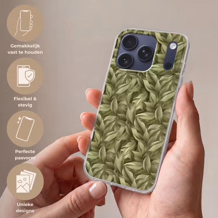 Telefoonhoesje Softcase - Bladeren - Modern - Groen — 4