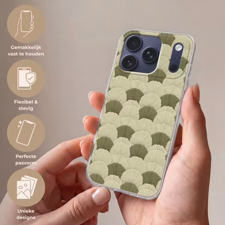 Telefoonhoesje Softcase - Bladeren - Structuur - Groen — 4