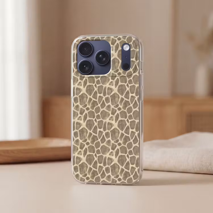 Telefoonhoesje Softcase - Giraf - Patroon - Beige - Bruin — 3