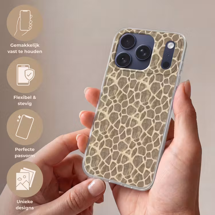 Telefoonhoesje Softcase - Giraf - Patroon - Beige - Bruin — 4
