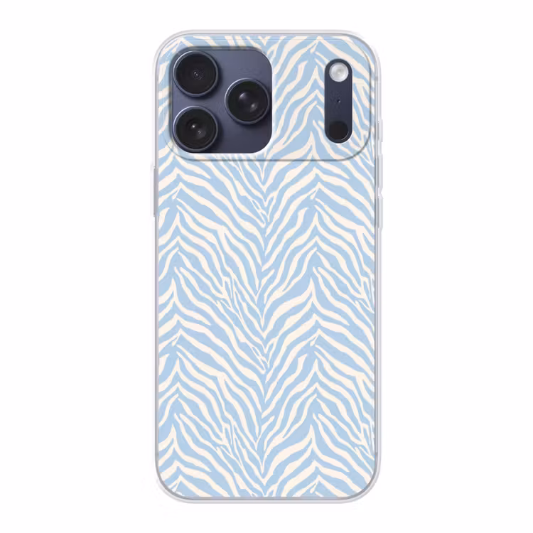 Telefoonhoesje Softcase - Zebra - Motief - Blauw - Wit — 1