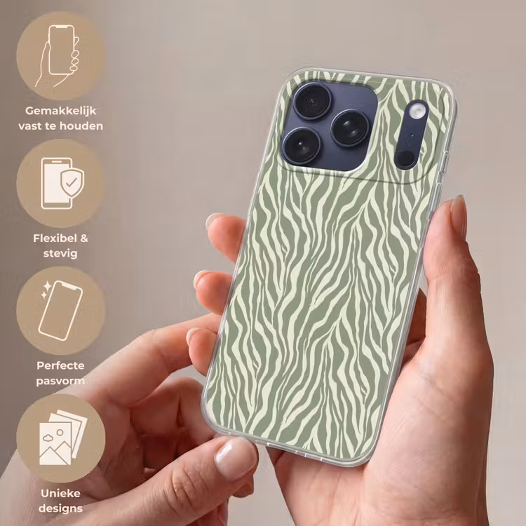 Telefoonhoesje Softcase - Zebra - Motief - Groen — 4