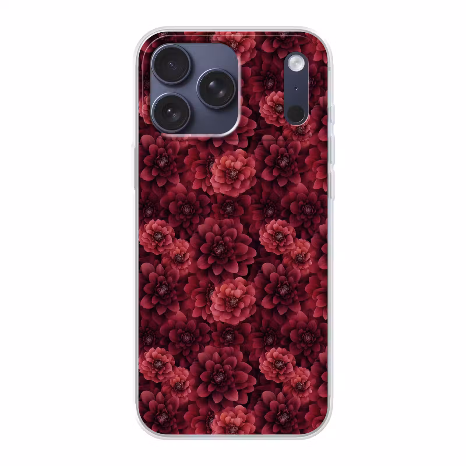 Telefoonhoesje Softcase - Dahlias - Bloemen - Rood — 1