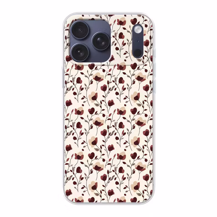 Telefoonhoesje Softcase - Bloemen - Botanisch - Bordeaux — 1